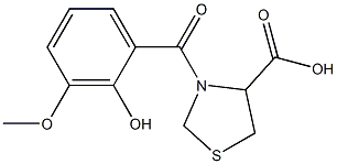 3-(2-hydroxy-3-methoxybenzoyl)-1,3-thiazolidine-4-carboxylic acid Struktur