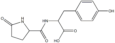 3-(4-hydroxyphenyl)-2-{[(5-oxopyrrolidin-2-yl)carbonyl]amino}propanoic acid Struktur