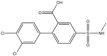 3',4'-dichloro-4-[(methylamino)sulfonyl]-1,1'-biphenyl-2-carboxylic acid Struktur