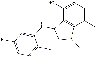 3-[(2,5-difluorophenyl)amino]-1,7-dimethyl-2,3-dihydro-1H-inden-4-ol Struktur