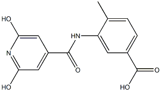 3-[(2,6-dihydroxyisonicotinoyl)amino]-4-methylbenzoic acid Struktur