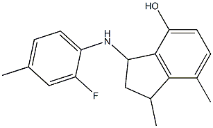 3-[(2-fluoro-4-methylphenyl)amino]-1,7-dimethyl-2,3-dihydro-1H-inden-4-ol Struktur