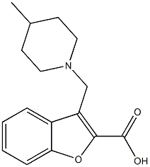 3-[(4-methylpiperidin-1-yl)methyl]-1-benzofuran-2-carboxylic acid Struktur