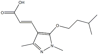 3-[1,3-dimethyl-5-(3-methylbutoxy)-1H-pyrazol-4-yl]prop-2-enoic acid Struktur