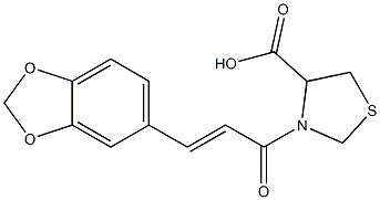 3-[3-(2H-1,3-benzodioxol-5-yl)prop-2-enoyl]-1,3-thiazolidine-4-carboxylic acid Struktur