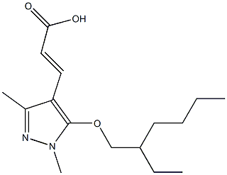 3-{5-[(2-ethylhexyl)oxy]-1,3-dimethyl-1H-pyrazol-4-yl}prop-2-enoic acid Struktur