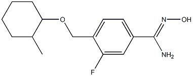 3-fluoro-N'-hydroxy-4-{[(2-methylcyclohexyl)oxy]methyl}benzenecarboximidamide Struktur