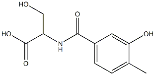 3-hydroxy-2-[(3-hydroxy-4-methylbenzoyl)amino]propanoic acid Struktur