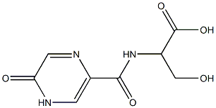 3-hydroxy-2-[(5-oxo-4,5-dihydropyrazin-2-yl)formamido]propanoic acid Struktur