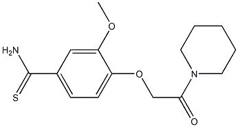 3-methoxy-4-[2-oxo-2-(piperidin-1-yl)ethoxy]benzene-1-carbothioamide Struktur