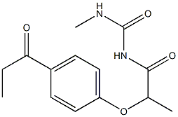 3-methyl-1-[2-(4-propanoylphenoxy)propanoyl]urea Struktur