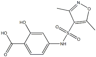 4-[(3,5-dimethyl-1,2-oxazole-4-)sulfonamido]-2-hydroxybenzoic acid Struktur