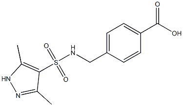 4-[(3,5-dimethyl-1H-pyrazole-4-)sulfonamidomethyl]benzoic acid Struktur