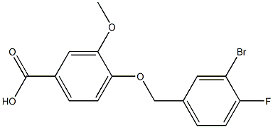 4-[(3-bromo-4-fluorophenyl)methoxy]-3-methoxybenzoic acid Struktur