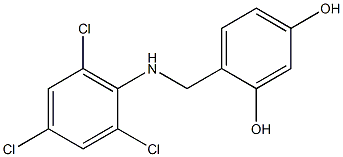 4-{[(2,4,6-trichlorophenyl)amino]methyl}benzene-1,3-diol Struktur