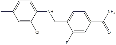 4-{[(2-chloro-4-methylphenyl)amino]methyl}-3-fluorobenzamide Struktur