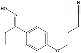 4-{4-[(1E)-N-hydroxypropanimidoyl]phenoxy}butanenitrile Struktur