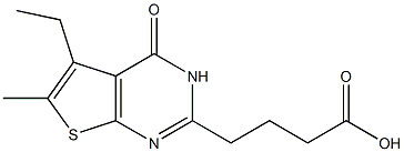 4-{5-ethyl-6-methyl-4-oxo-3H,4H-thieno[2,3-d]pyrimidin-2-yl}butanoic acid Struktur