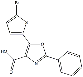 5-(5-bromothiophen-2-yl)-2-phenyl-1,3-oxazole-4-carboxylic acid Struktur