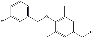 5-(chloromethyl)-2-[(3-fluorophenyl)methoxy]-1,3-dimethylbenzene Struktur