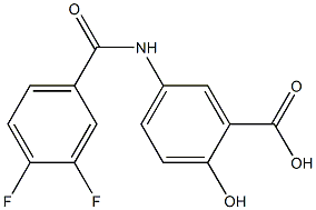 5-[(3,4-difluorobenzene)amido]-2-hydroxybenzoic acid Struktur