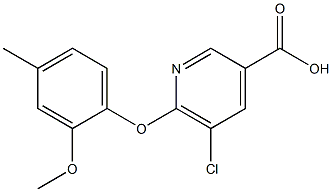 5-chloro-6-(2-methoxy-4-methylphenoxy)pyridine-3-carboxylic acid Struktur