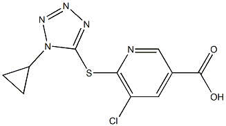 5-chloro-6-[(1-cyclopropyl-1H-1,2,3,4-tetrazol-5-yl)sulfanyl]pyridine-3-carboxylic acid Struktur