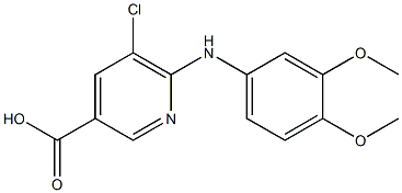 5-chloro-6-[(3,4-dimethoxyphenyl)amino]pyridine-3-carboxylic acid Struktur