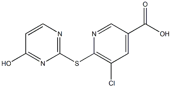 5-chloro-6-[(4-hydroxypyrimidin-2-yl)sulfanyl]pyridine-3-carboxylic acid Struktur