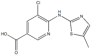 5-chloro-6-[(5-methyl-1,3-thiazol-2-yl)amino]pyridine-3-carboxylic acid Struktur