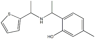 5-methyl-2-(1-{[1-(thiophen-2-yl)ethyl]amino}ethyl)phenol Struktur