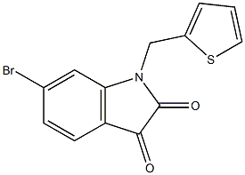 6-bromo-1-(thiophen-2-ylmethyl)-2,3-dihydro-1H-indole-2,3-dione Struktur