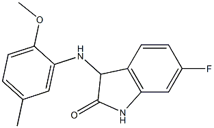 6-fluoro-3-[(2-methoxy-5-methylphenyl)amino]-2,3-dihydro-1H-indol-2-one Struktur