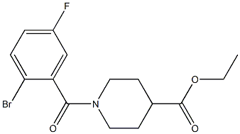 ethyl 1-[(2-bromo-5-fluorophenyl)carbonyl]piperidine-4-carboxylate Struktur