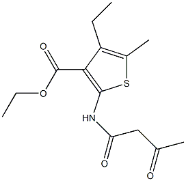 ethyl 4-ethyl-5-methyl-2-(3-oxobutanamido)thiophene-3-carboxylate Struktur