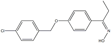 N-(1-{4-[(4-chlorophenyl)methoxy]phenyl}propylidene)hydroxylamine Struktur