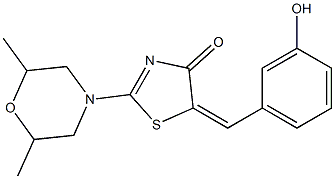 2-(2,6-dimethyl-4-morpholinyl)-5-(3-hydroxybenzylidene)-1,3-thiazol-4(5H)-one Struktur