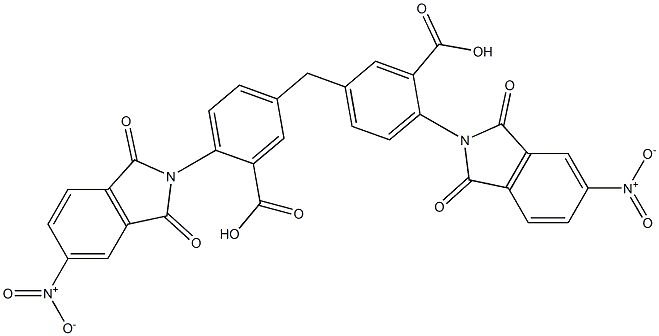 5-(3-carboxy-4-{5-nitro-1,3-dioxo-1,3-dihydro-2H-isoindol-2-yl}benzyl)-2-{5-nitro-1,3-dioxo-1,3-dihydro-2H-isoindol-2-yl}benzoic acid Struktur