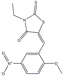 3-ethyl-5-{5-nitro-2-methoxybenzylidene}-2-thioxo-1,3-thiazolidin-4-one Struktur