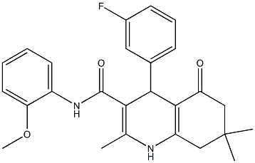 4-(3-fluorophenyl)-N-(2-methoxyphenyl)-2,7,7-trimethyl-5-oxo-1,4,5,6,7,8-hexahydro-3-quinolinecarboxamide Struktur