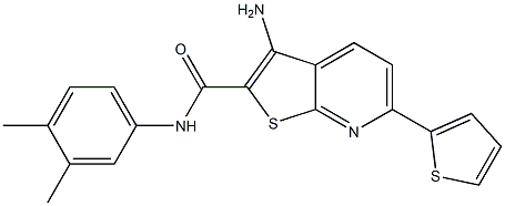 3-amino-N-(3,4-dimethylphenyl)-6-thien-2-ylthieno[2,3-b]pyridine-2-carboxamide Struktur