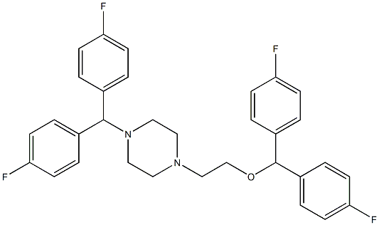 bis(4-fluorophenyl)methyl 2-{4-[bis(4-fluorophenyl)methyl]-1-piperazinyl}ethyl ether Struktur