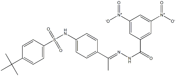 N-[4-(N-{3,5-bisnitrobenzoyl}ethanehydrazonoyl)phenyl]-4-tert-butylbenzenesulfonamide Struktur