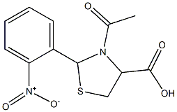 3-acetyl-2-{2-nitrophenyl}-1,3-thiazolidine-4-carboxylic acid Struktur