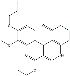 ethyl 4-(3-methoxy-4-propoxyphenyl)-2-methyl-5-oxo-1,4,5,6,7,8-hexahydro-3-quinolinecarboxylate Struktur