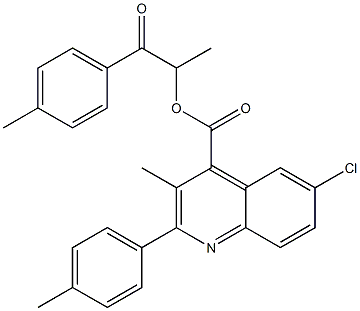 1-methyl-2-(4-methylphenyl)-2-oxoethyl 6-chloro-3-methyl-2-(4-methylphenyl)-4-quinolinecarboxylate Struktur