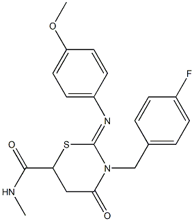 3-(4-fluorobenzyl)-2-[(4-methoxyphenyl)imino]-N-methyl-4-oxo-1,3-thiazinane-6-carboxamide Struktur