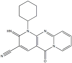 1-cyclohexyl-2-imino-5-oxo-1,5-dihydro-2H-dipyrido[1,2-a:2,3-d]pyrimidine-3-carbonitrile Struktur