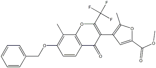 methyl 4-[7-(benzyloxy)-8-methyl-4-oxo-2-(trifluoromethyl)-4H-chromen-3-yl]-5-methyl-2-furoate Struktur