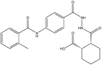 (1S,2R)-2-[(2-{4-[(2-methylbenzoyl)amino]benzoyl}hydrazino)carbonyl]cyclohexanecarboxylic acid Struktur